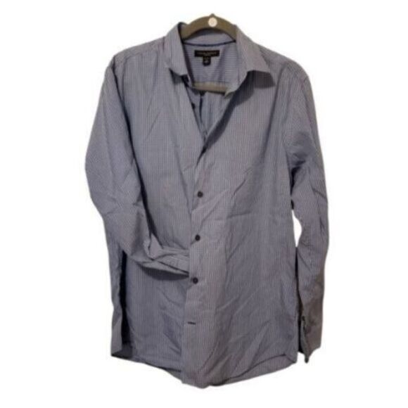 Banana Republic Mens Sz M Blue Check Long Sleeve Dress Shirt - Picture 5 of 8